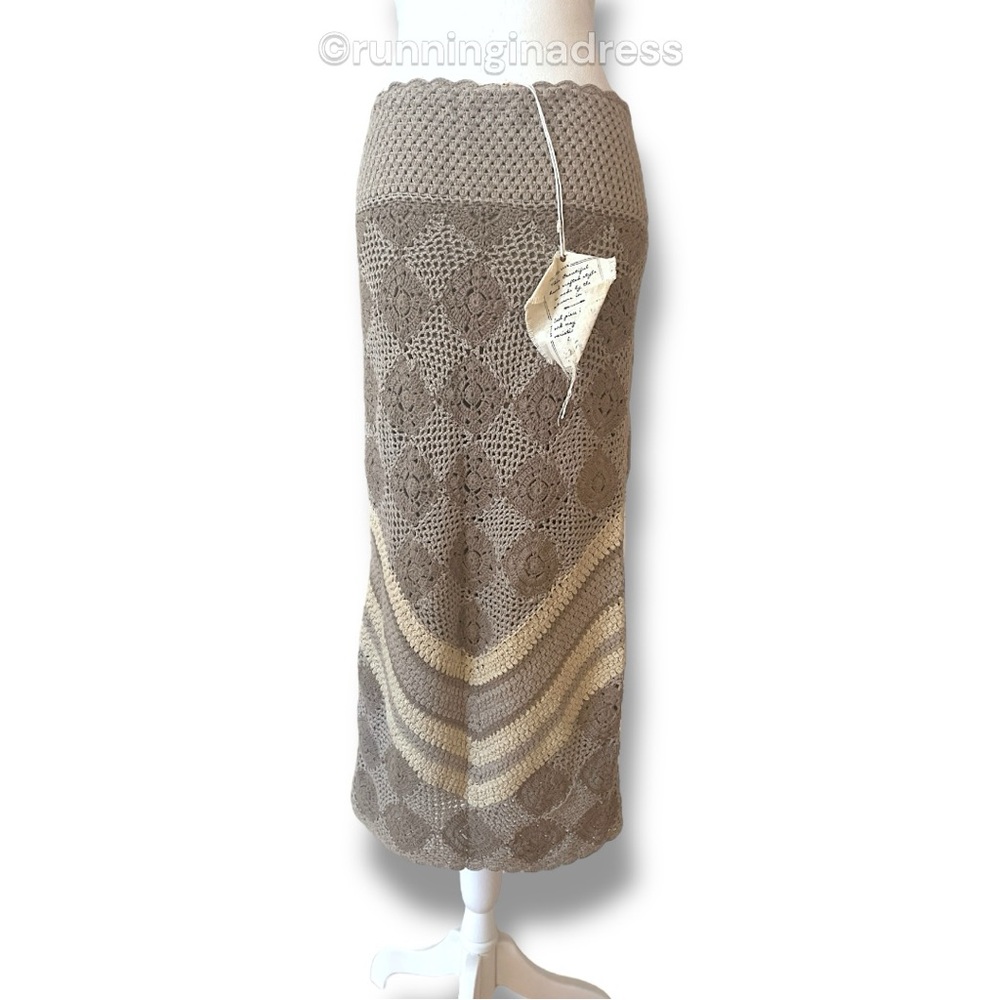 NWT Free People Touch The Sun Crochet Midi Skirt Size Small In Color Neutral - Picture 3 of 13